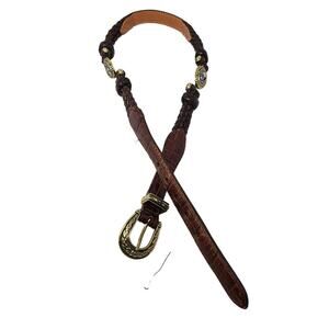 Vintage 90s Brighton S 1996 Brown Braided Horse Equestrian Belt Croc Classic